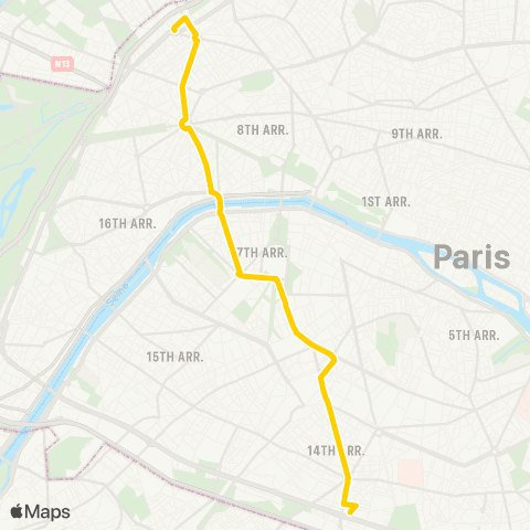 RATP Porte de Champerret <> Porte d'Orléans map