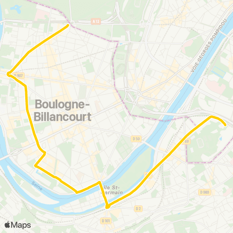 RATP Suzanne Lenglen <> Boulogne Billancourt Gambetta map