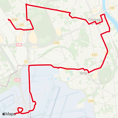 RATP Aéroport Orly 1-2-3 - B1 <> Marché Intl de Rungis map