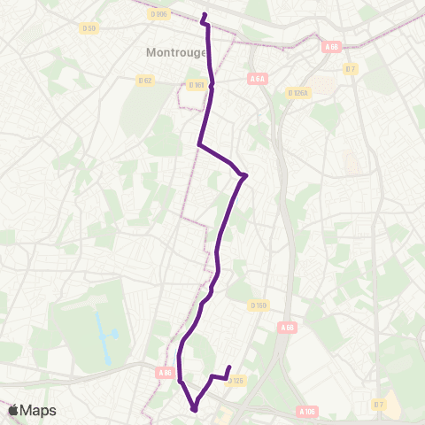 RATP Porte d'Orléans <> Fresnes les Groux map