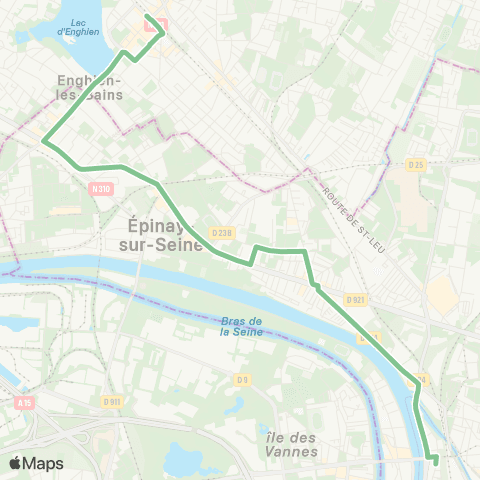 RATP Gare de St-Denis <> Gare d'Enghien-les-Bains map