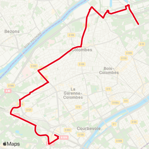 RATP Asnières - Gennevilliers - les Courtilles <> La Défense (Voie Perronet S.) map