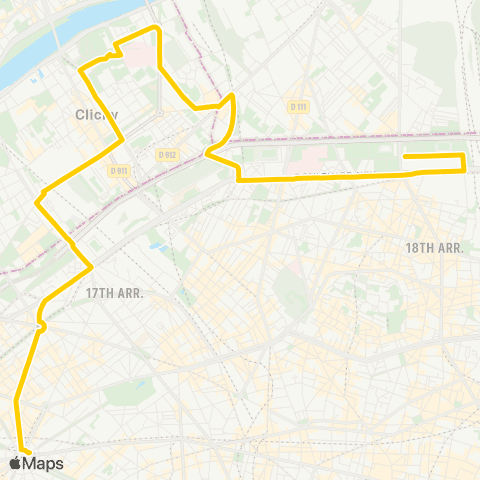 RATP Pte de Clignancourt - Croisset <> CDG - Étoile map