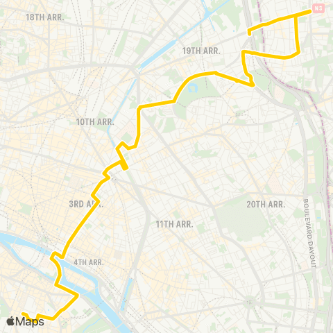 RATP Porte de Pantin <> Panthéon map