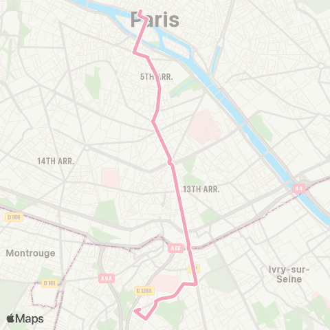 RATP Fort du Kremlin-Bicêtre <> Châtelet map