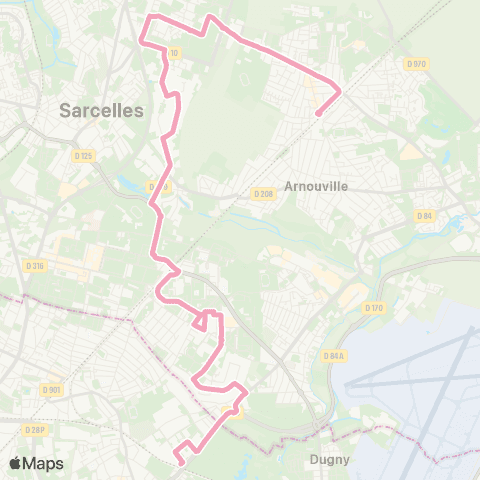 RATP La Cerisaie <> Villiers le Bel - Gonesse - Arnouville RER map