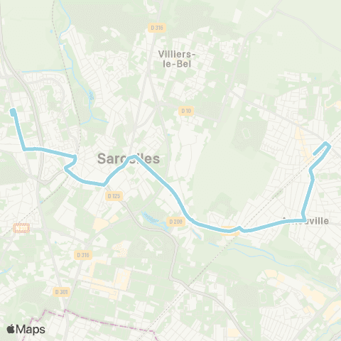 RATP Église / Marché de St-Brice <> Villiers le Bel - Gonesse - Arnouville RER map