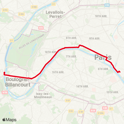 RATP Parc de St-Cloud <> Gare de Lyon - Maison de la RATP map