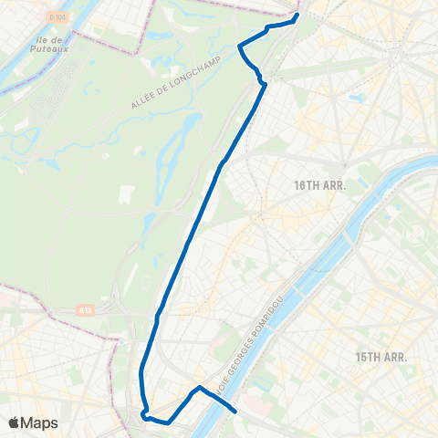 RATP Pont du Garigliano - Hôp. Européen Georges Pompidou <> Pte Maillot map