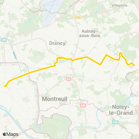 RATP Gare de l'Est <> Hôpital de Montfermeil map