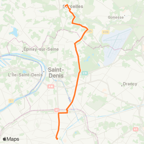 RATP Gare de Sarcelles - St-Brice <> Gare de l'E. map