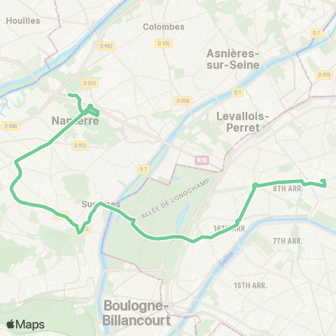 RATP Gare St-Lazare <> Nanterre - Anatole France map