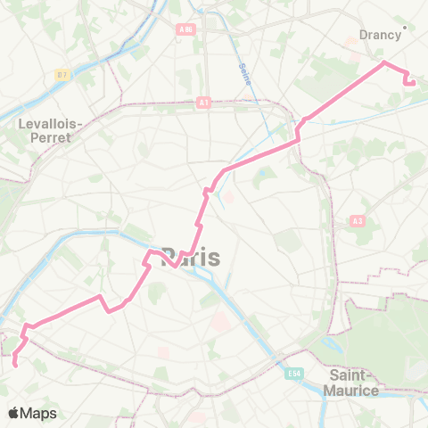 RATP Mairie d'Issy <> Bobigny - Pablo Picasso map