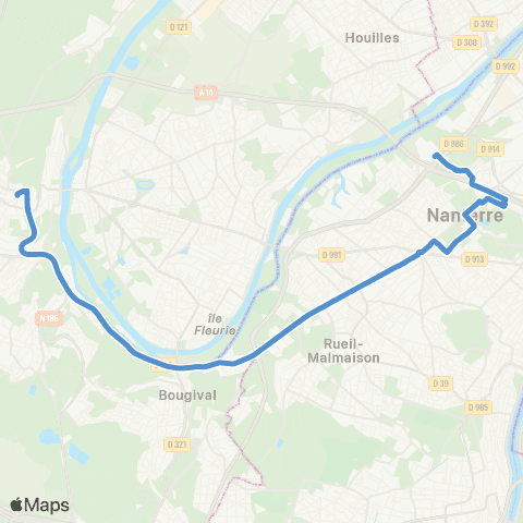 RATP Nanterre – Papeteries <> St-Germain-en-Laye RER map