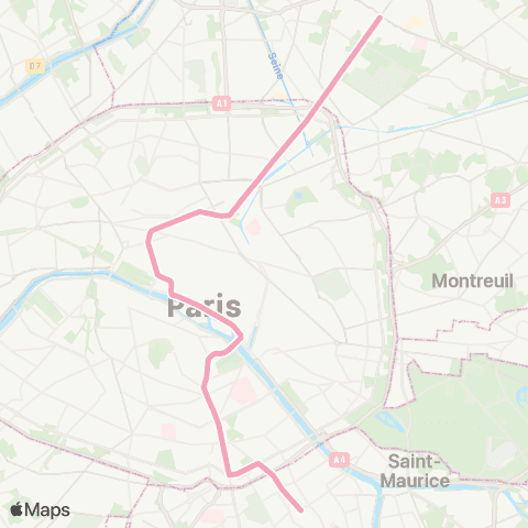 RATP La Courneuve <> Villejuif-L. Aragon/Mairie d'Ivry map