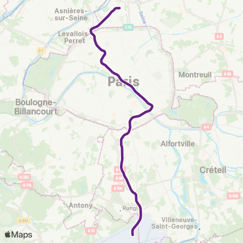RATP Saint-Denis – Pleyel <> Aéroport d'Orly map