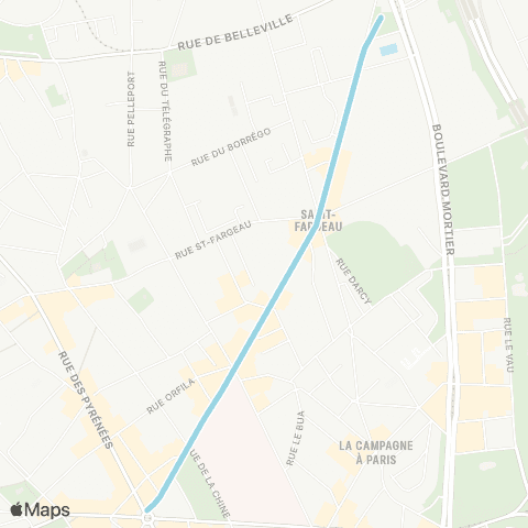 RATP Porte des Lilas <> Gambetta map