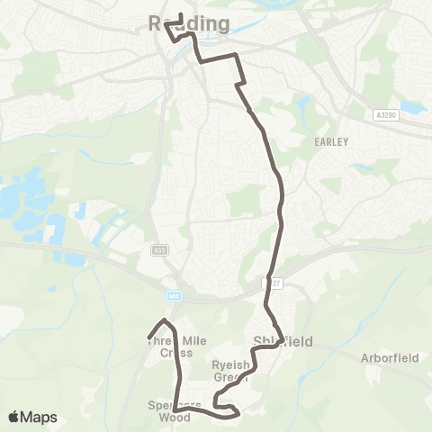 Reading Buses Mereoak Lane / Park & Ride - Station Rd map