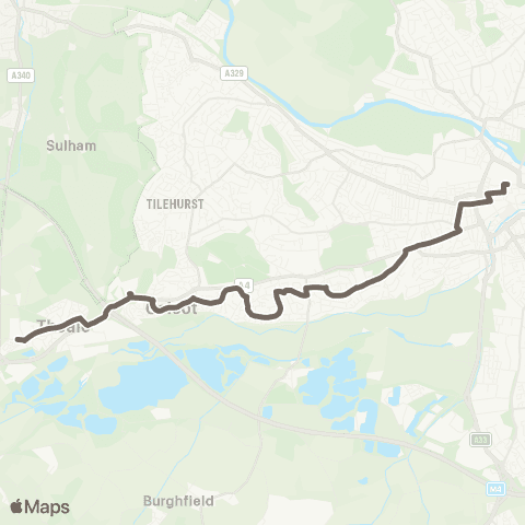 Reading Buses Blagrave St - Theale Green School Bus Pk map