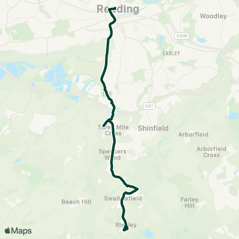 Reading Buses St Marys Butts - Mereoak Lane / P&R map