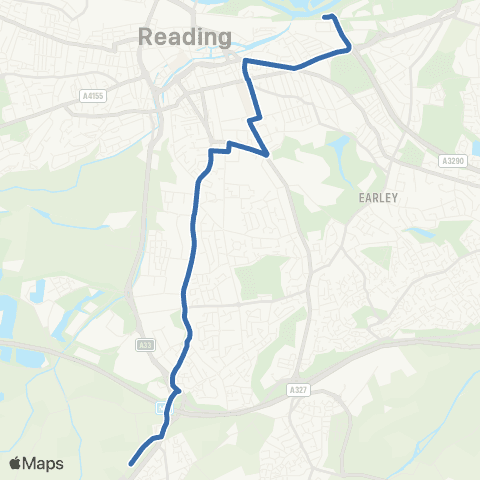 Reading Buses Mereoak Lane / P&R - Thames Valley P&R map
