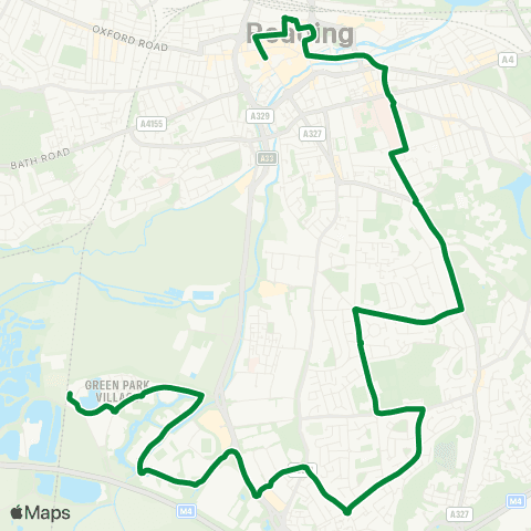 Reading Buses Reading Green Park Sta - St Marys Butts map