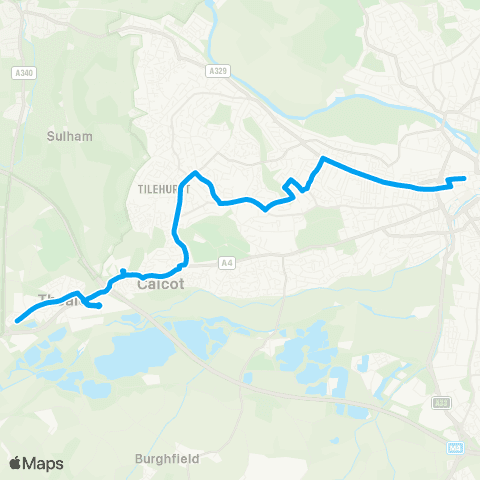 Reading Buses Calcot Sainsbury's - Station Road map