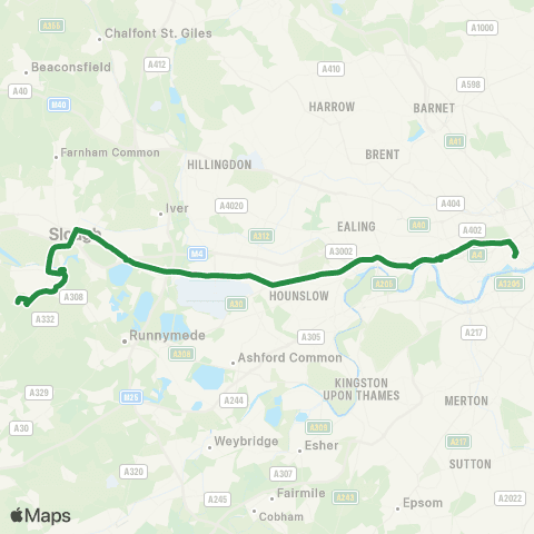 Reading Buses Legoland Windsor - Green Line Coach Sta map