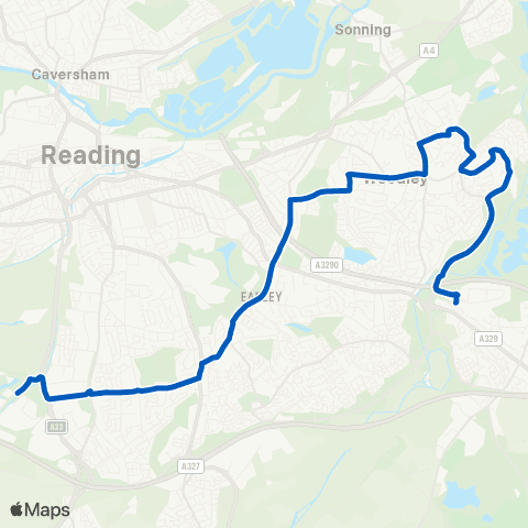 Reading Buses Winnersh Triangle Railway Sta - Reading Stadium Bus Pk map