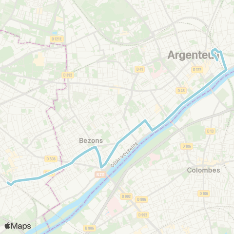 Île-de-France Mobilités Gare de Houilles - Carrières-s/-Seine <> ︎Gare d'Argenteuil map