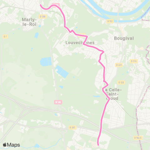 Île-de-France Mobilités Hôp. André Mignot - les Chênes d'Or <> ︎Marly Soleil map