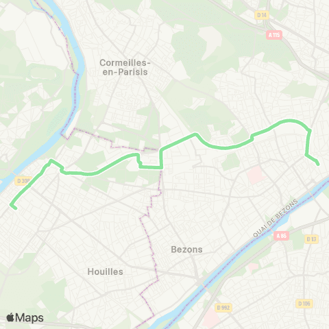 Île-de-France Mobilités Gare St-Germain-en-Laye - Rue Thiers <> ︎Gare de Rueil-Malmaison map