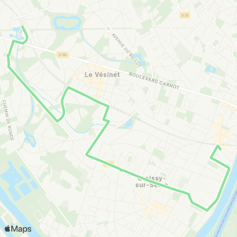 Île-de-France Mobilités Gare du Vésinet - le Pecq <> ︎Gare de Chatou - Croissy map