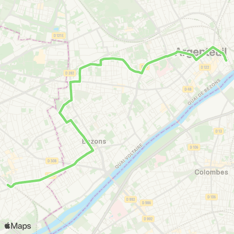 Île-de-France Mobilités Gare d'Argenteuil <> ︎Gare de Houilles - Carrières-s/-Seine map