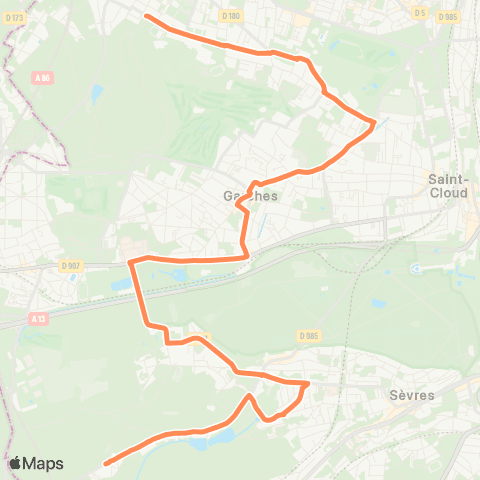 Île-de-France Mobilités Saint-Cucufa <> ︎Fausses Reposes map