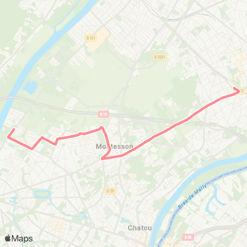 Île-de-France Mobilités Gare de Houilles - Carrières-s/-Seine <> ︎Berges de Montesson map