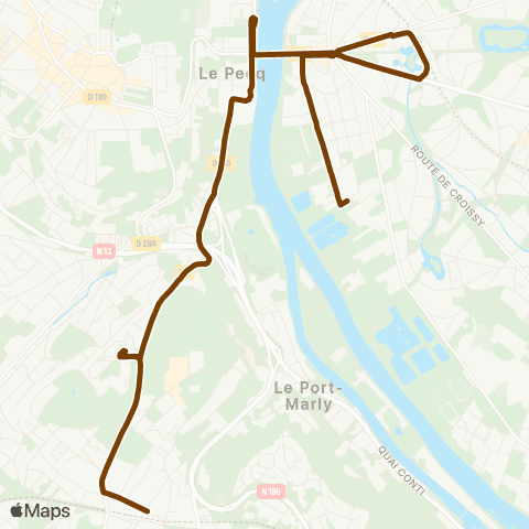 Île-de-France Mobilités Gare du Vésinet - le Pecq <> ︎Gare de Marly-le-Roi - Bèque map