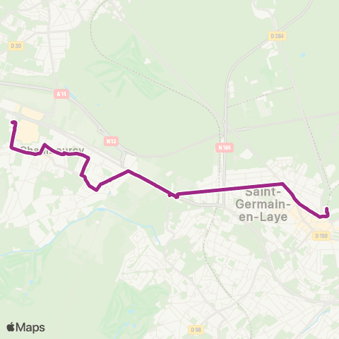 Île-de-France Mobilités Collège André Derain <> ︎Gare de St-Germain-en-Laye map