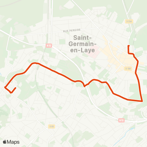 Île-de-France Mobilités Lycée Léonard de Vinci - les Hauts Grillets <> ︎Gare de St-Germain-en-Laye map