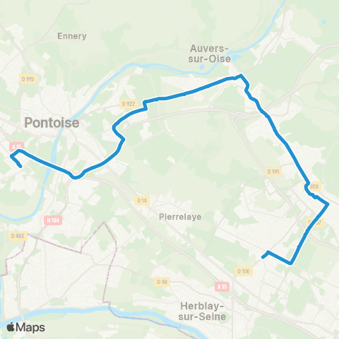 Île-de-France Mobilités Gare de Montigny - Beauchamp <> ︎Gare de Cergy Préf. - Quai B map