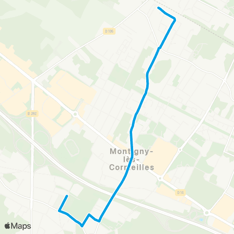 Île-de-France Mobilités Collège Camille Claudel <> ︎Gare de Montigny - Beauchamp map