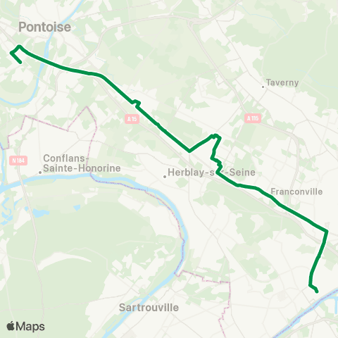 Île-de-France Mobilités Gare de Cergy Préf. - Quai I <> ︎Gare d'Argenteuil map
