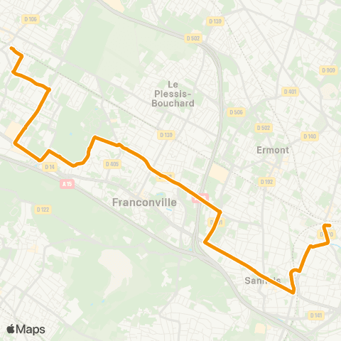 Île-de-France Mobilités Gare de Montigny - Beauchamp <> ︎Gare d'Ermont - Eaubonne map