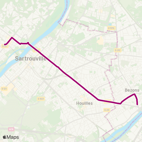 Île-de-France Mobilités Gare de Maisons-Laffitte <> ︎Pont de Bezons map