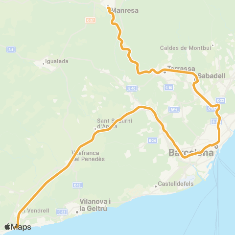 Rodalies Sant Vicenc de Calders - Manresa map
