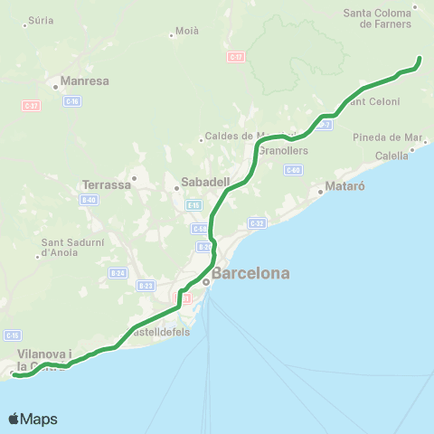 Rodalies Sant Vicenc de Calders - Maçanet-Massanes map