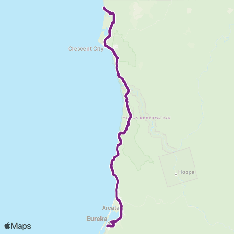 RCT Route 20 Smith River / Eureka map