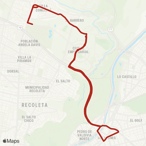 Red Huechuraba - Providencia map