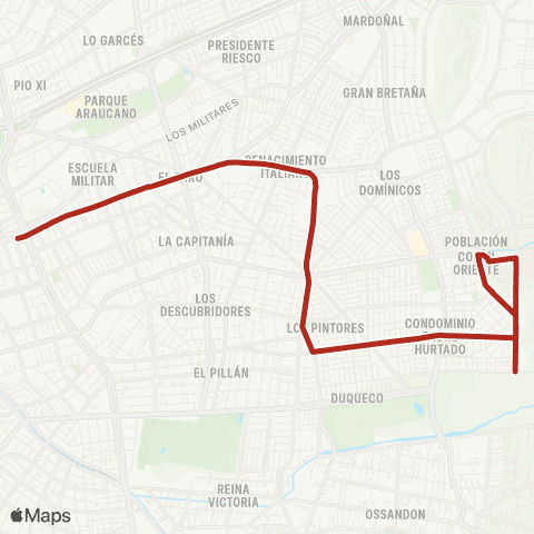 Red (M) Escuela Militar - las Condes map