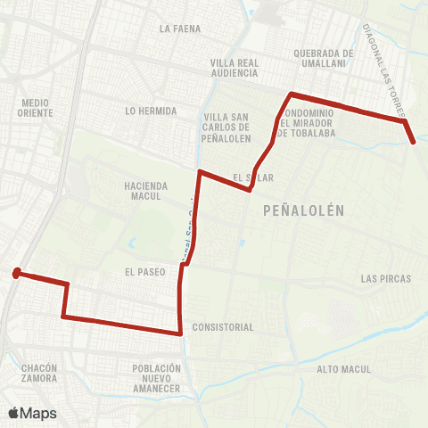 Red Av. Grecia Oriente - Av. las Torres map